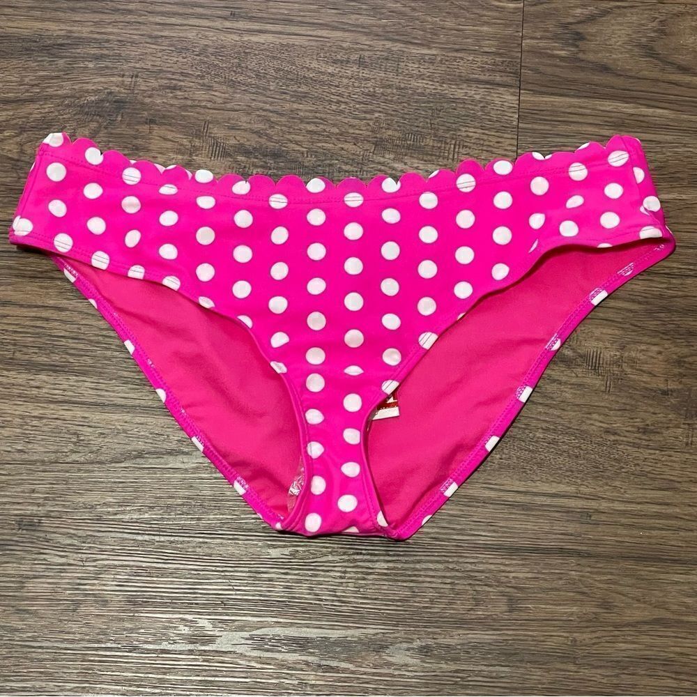 NWT Bongo Polkadot Swim Bikini Bottoms Pink with White Polkadot Size Large